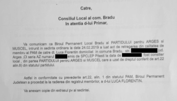 Joaca de-a demisia! Florentin Luca îi ia locul lui „Țîță” în Consiliul Local Bradu, dar s-a trezit că și-a dat… demisia din Partidul pentru Argeș și Muscel