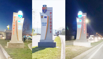 Pitești – intrările/ieșirile din oraș  au fost marcate prin totemuri luminoase