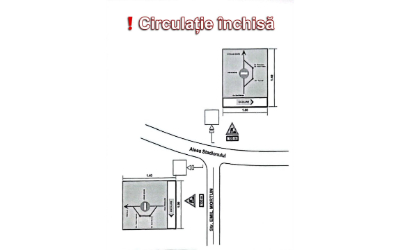 Circulație închisă pe Aleea Stadionului, la intersecția cu strada Emil Mortun, în perioada 15.06.2026 – 15.07.2026