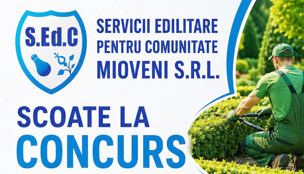 S.Ed.C Mioveni scoate la concurs  în vederea angajării 6 posturi de îngrijitor spații verzi!