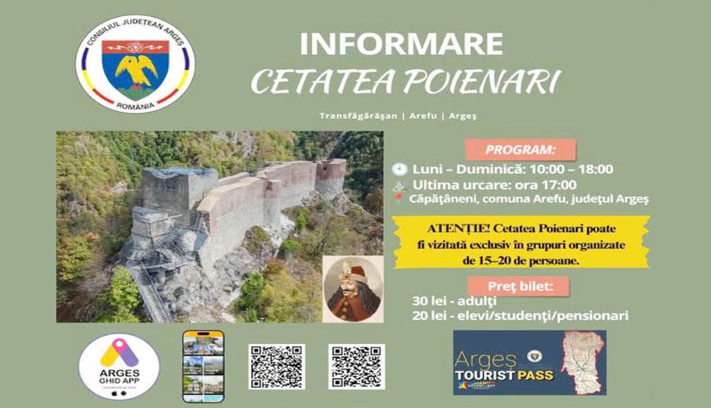 Măsură temporară privind Cetatea Poienari! Obiectivul turistic poate fi vizitat exclusiv în grupuri organizate!