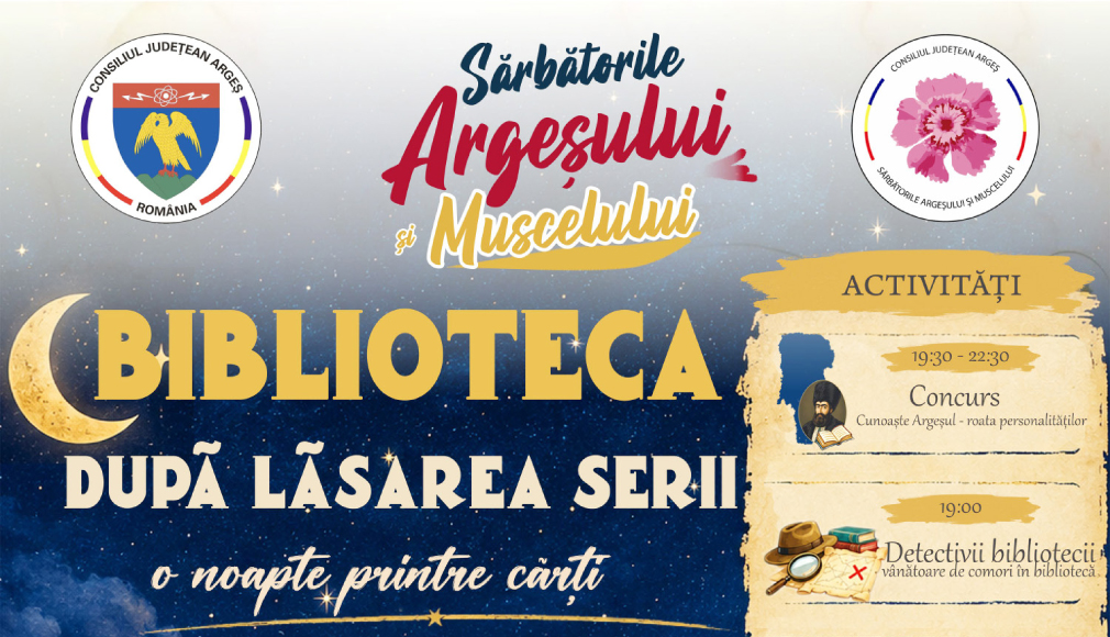 PROGRAMUL DE MANIFESTĂRI CULTURALE AL BIBLIOTECII JUDEŢENE ”DINICU GOLESCU” ARGEȘ ÎN PERIOADA 21 – 26 septembrie 2026
